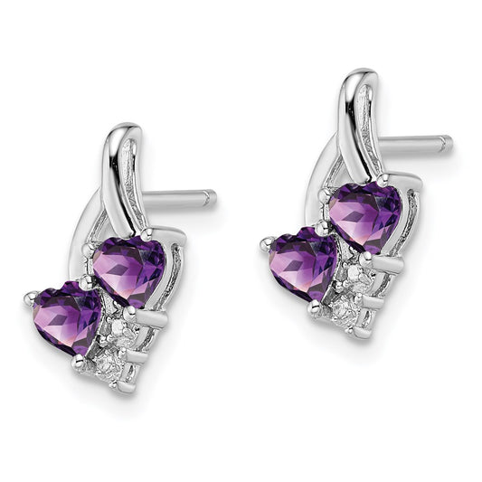 QE10259AM Sterling Silver Rhodium-plated Amethyst and Diamond Earrings