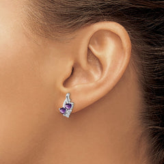 QE10259AM Sterling Silver Rhodium-plated Amethyst and Diamond Earrings