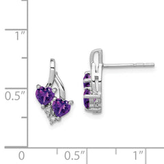 QE10259AM Sterling Silver Rhodium-plated Amethyst and Diamond Earrings