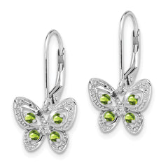 QE10263PE Sterling Silver Rhodium-plated Peridot and Diamond Earrings