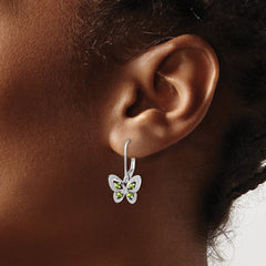 QE10263PE Sterling Silver Rhodium-plated Peridot and Diamond Earrings