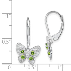 QE10263PE Sterling Silver Rhodium-plated Peridot and Diamond Earrings