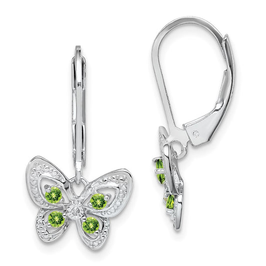 QE10263PE Sterling Silver Rhodium-plated Peridot and Diamond Earrings