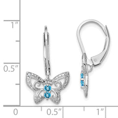 QE10273BT Sterling Silver Rhodium-plated Blue Topaz and Diamond Earrings