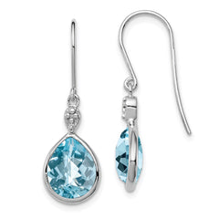 QE10303BT Sterling Silver Rhodium Plated Diamond and Blue Topaz Earrings
