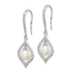 QE10319 Sterling Silver Rhodium Plated Diamond and FW Cultured Pearl Ear