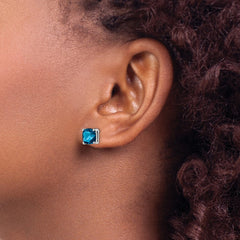 QE10322BT Sterling Silver Rhodium Plated London Blue Topaz Post Earrings