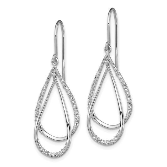 QE10586 Sterling Silver Rhodium Plated Diamond Dangle Earrings