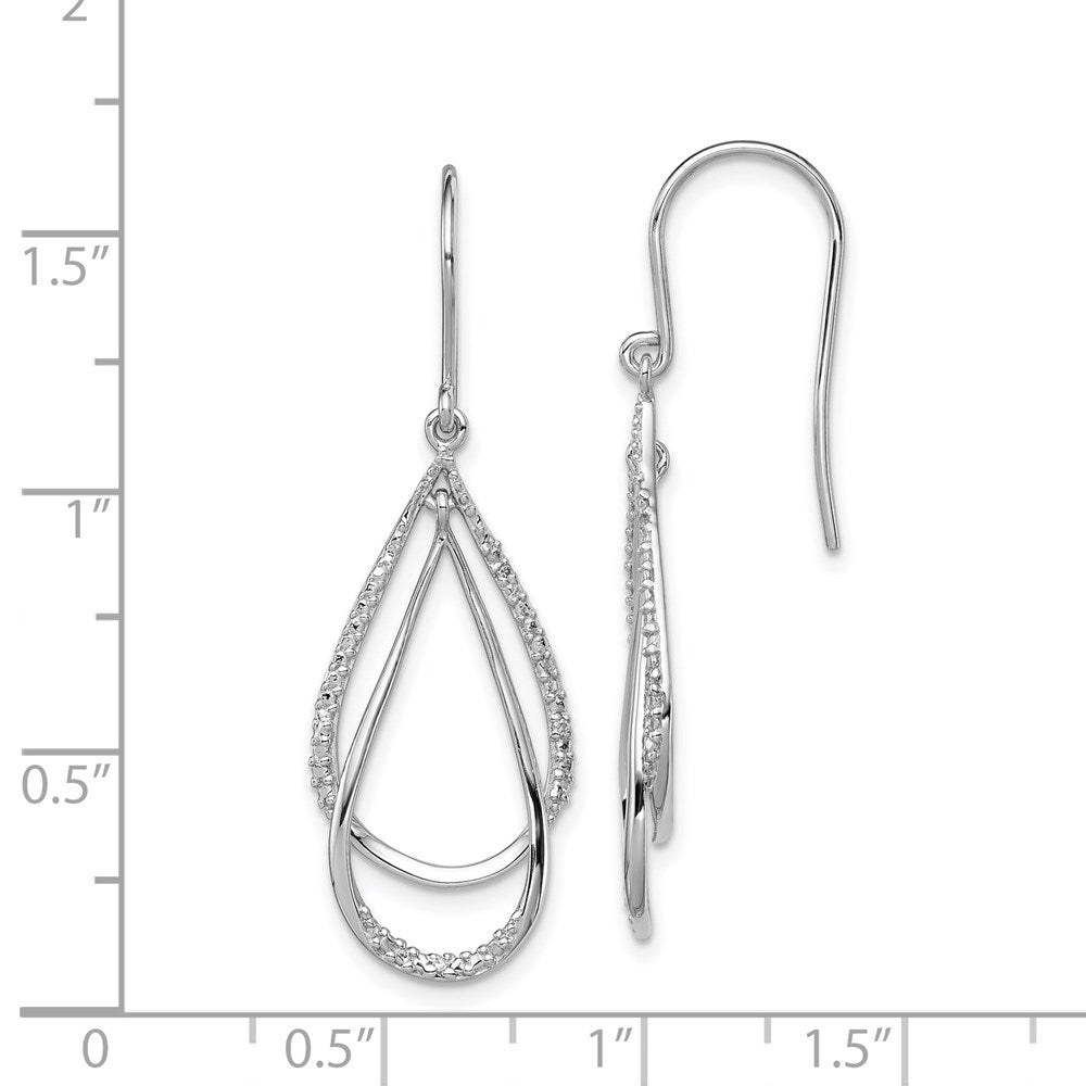 QE10586 Sterling Silver Rhodium Plated Diamond Dangle Earrings