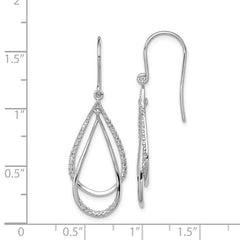 QE10586 Sterling Silver Rhodium Plated Diamond Dangle Earrings