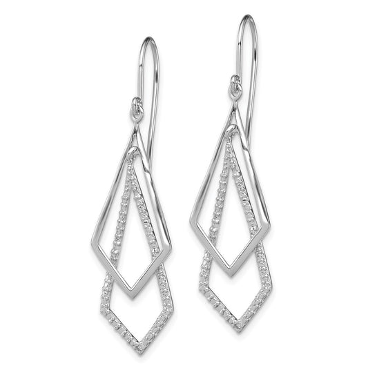 QE10587 Sterling Silver Rhodium Plated Diamond Dangle Earrings