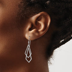 QE10587 Sterling Silver Rhodium Plated Diamond Dangle Earrings