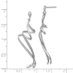 QE10600 Sterling Silver Rhodium Plated Diamond Swirl Post Dangle Earrings