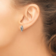 QE10701 White Night Sterling Silver Rhodium-plated Champagne and White Diamond Fancy Marquise Post Earrings