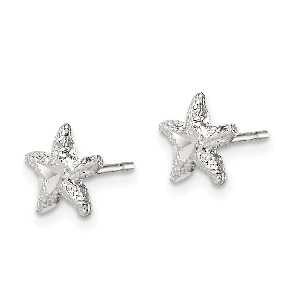 QE108 Sterling Silver Starfish Mini Earrings with D/C Center