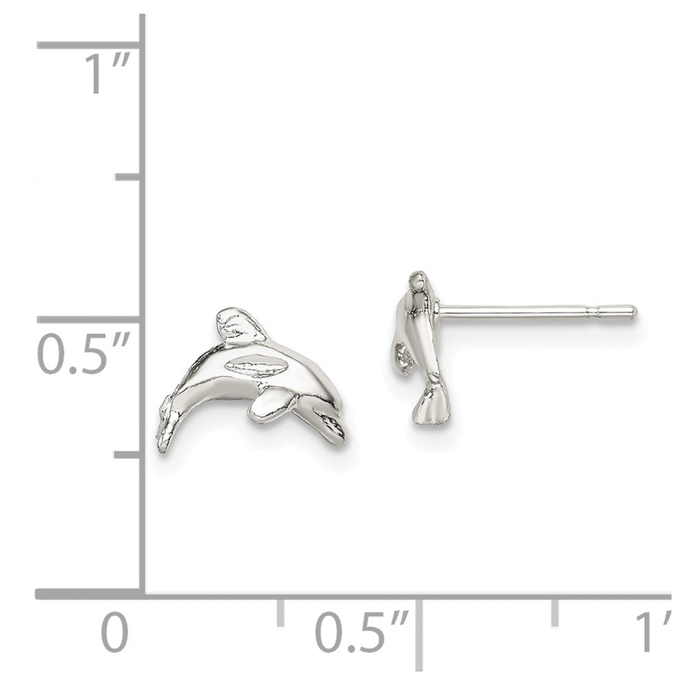 QE110 Sterling Silver Polished Dolphin Post Earrings