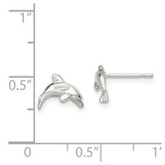 QE110 Sterling Silver Polished Dolphin Post Earrings