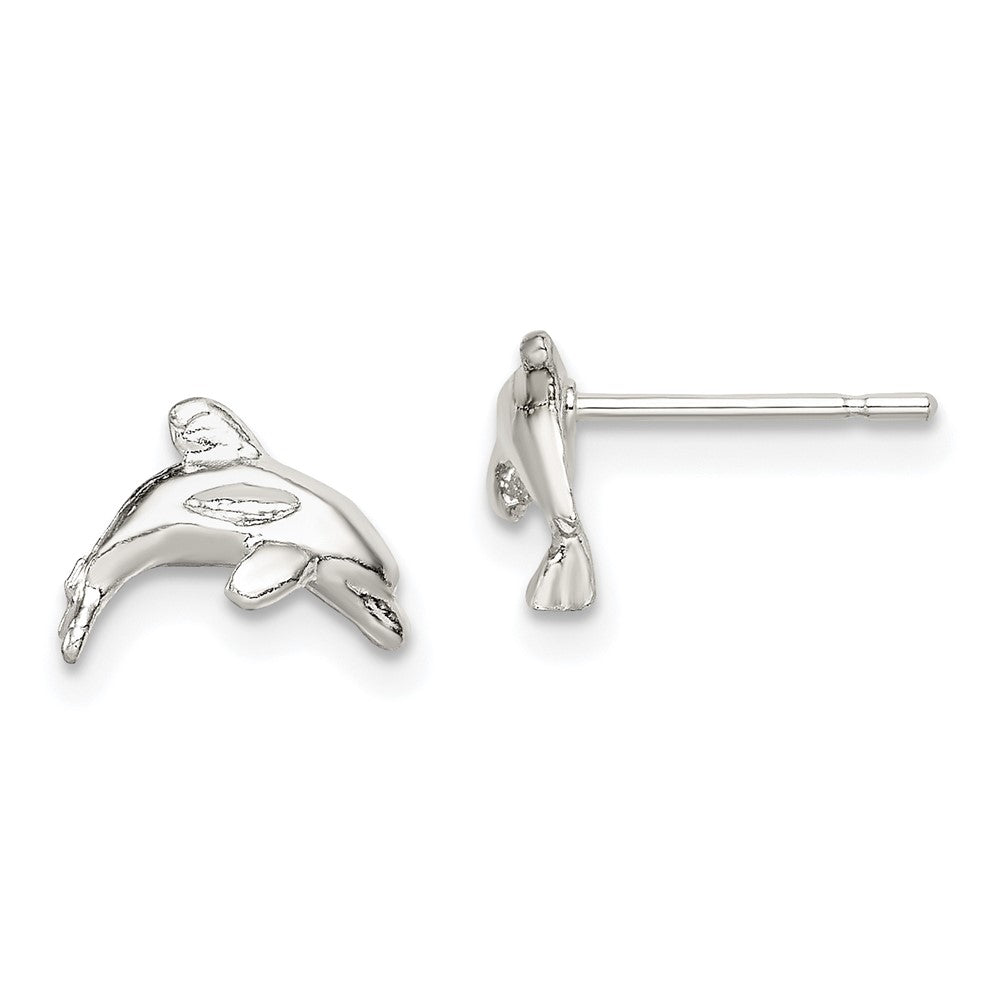QE110 Sterling Silver Polished Dolphin Post Earrings