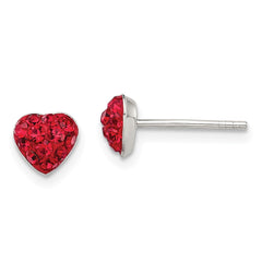 QE11051 Sterling Silver Red Preciosa Crystal Heart Post Earrings