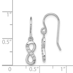 QE11084 Sterling Silver Rhodium-plated with CZ Infinity Shepherd Hook Earrings