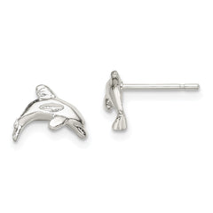 QE110 Sterling Silver Polished Dolphin Post Earrings