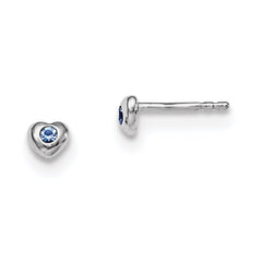 QE11248DEC Sterling Silver Madi K Rhodium-plated Polished December Blue Preciosa Crystal Heart Children's Post Earrings