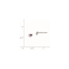 QE11248FEB Sterling Silver Madi K Rhodium-plated Polished February Purple Preciosa Crystal Heart Children's Post Earrings