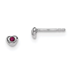 QE11248JUL Sterling Silver Madi K Rhodium-plated Polished July Red Preciosa Crystal Heart Children's Post Earrings