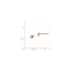 QE11248JUN Sterling Silver Madi K Rhodium-plated Polished June Pink Preciosa Crystal Heart Children's Post Earrings