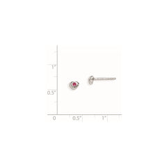 QE11248OCT Sterling Silver Madi K Rhodium-plated Polished October Pink Preciosa Crystal Heart Children's Post Earrings