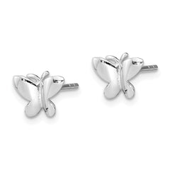 QE11251 Sterling Silver RH-plated Polished Butterfly Children's Post Earrings