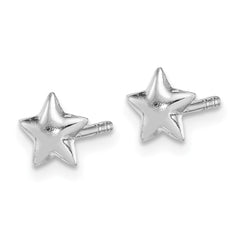 QE11252 Sterling Silver Rhodium-plated Polished Star Children's Post Earrings