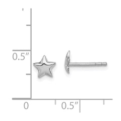 QE11252 Sterling Silver Rhodium-plated Polished Star Children's Post Earrings