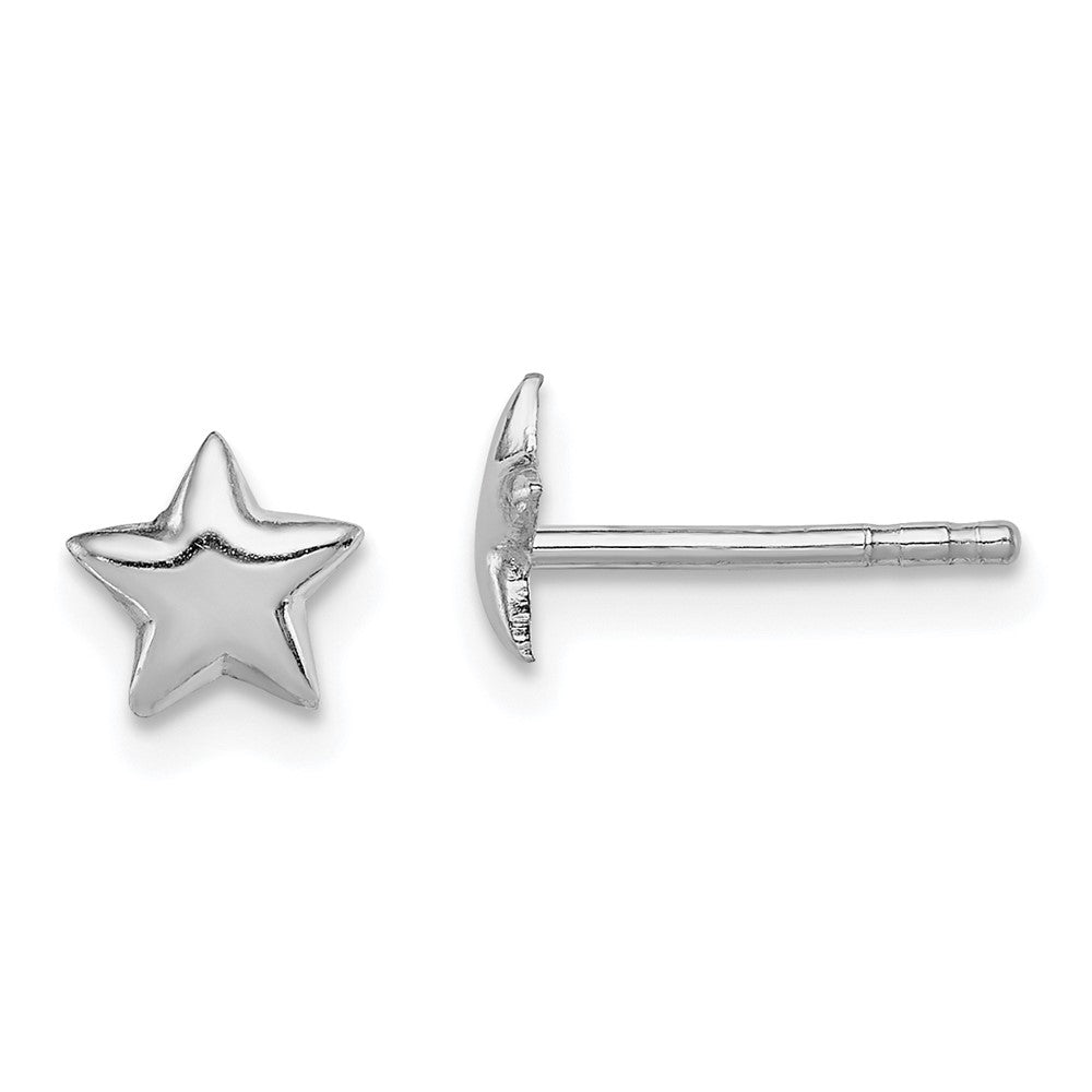 QE11252 Sterling Silver Rhodium-plated Polished Star Children's Post Earrings