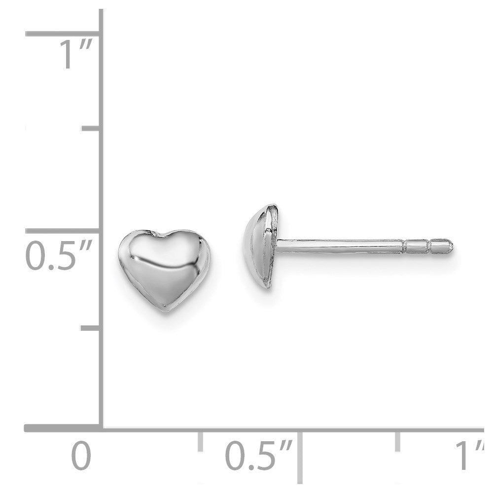 QE11256 Sterling Silver Rhodium-plated Polished Heart Children's Post Earrings