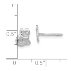 QE11258 Sterling Silver Rhodium-plated Polished Cat Children's Post Earrings