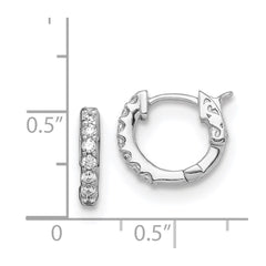 QE11274 Sterling Shimmer Sterling Silver Rhodium-plated 14 Stone CZ Hinged Hoop Earrings