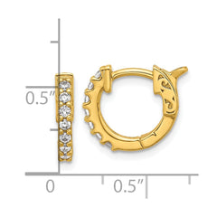 QE11274Y Sterling Shimmer Sterling Silver Gold-tone Flash Gold-plated 1.7mm CZ 14 Stone Hinged Hoop Earrings