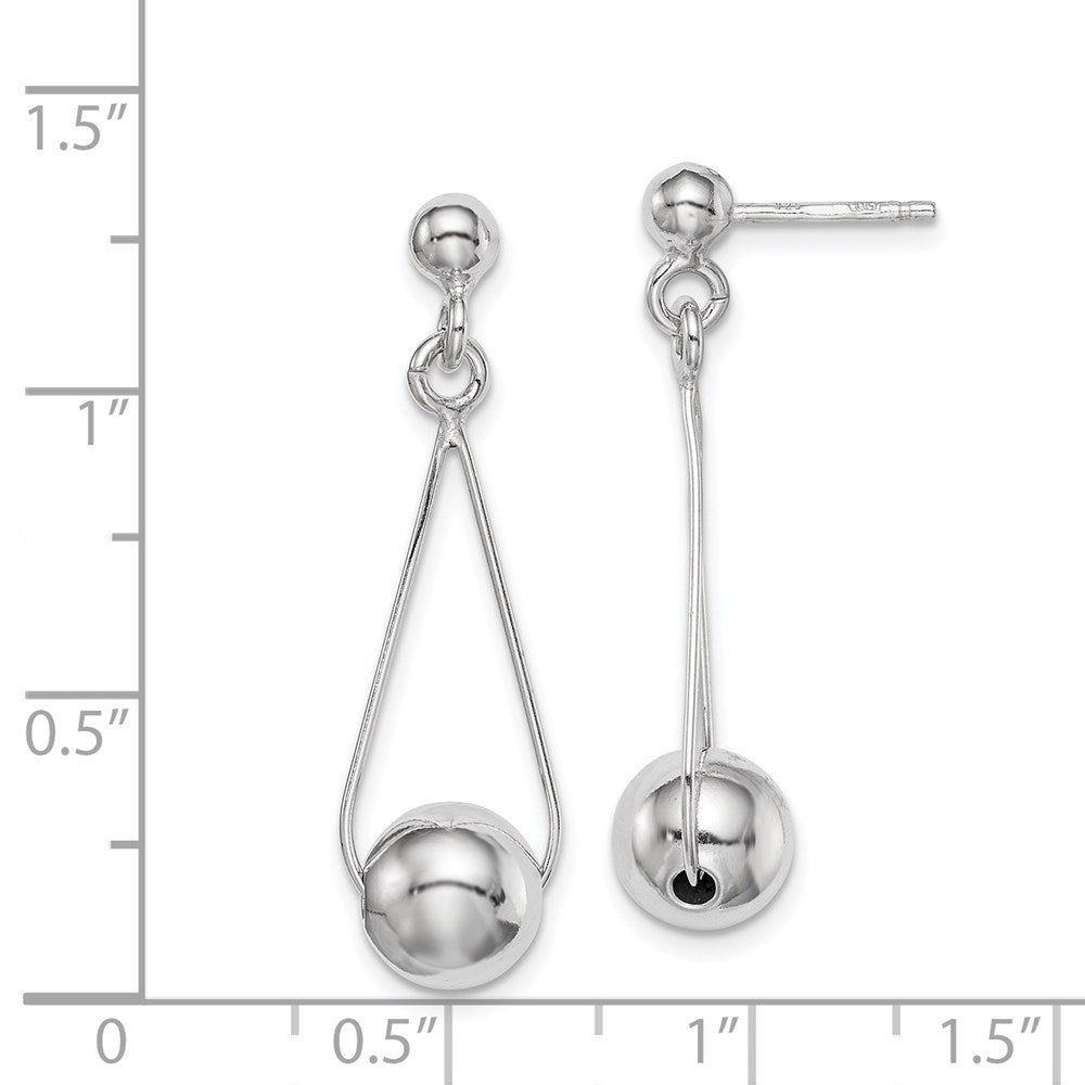 QE11368 Sterling Silver Rhodium-plated Post Dangle Earrings
