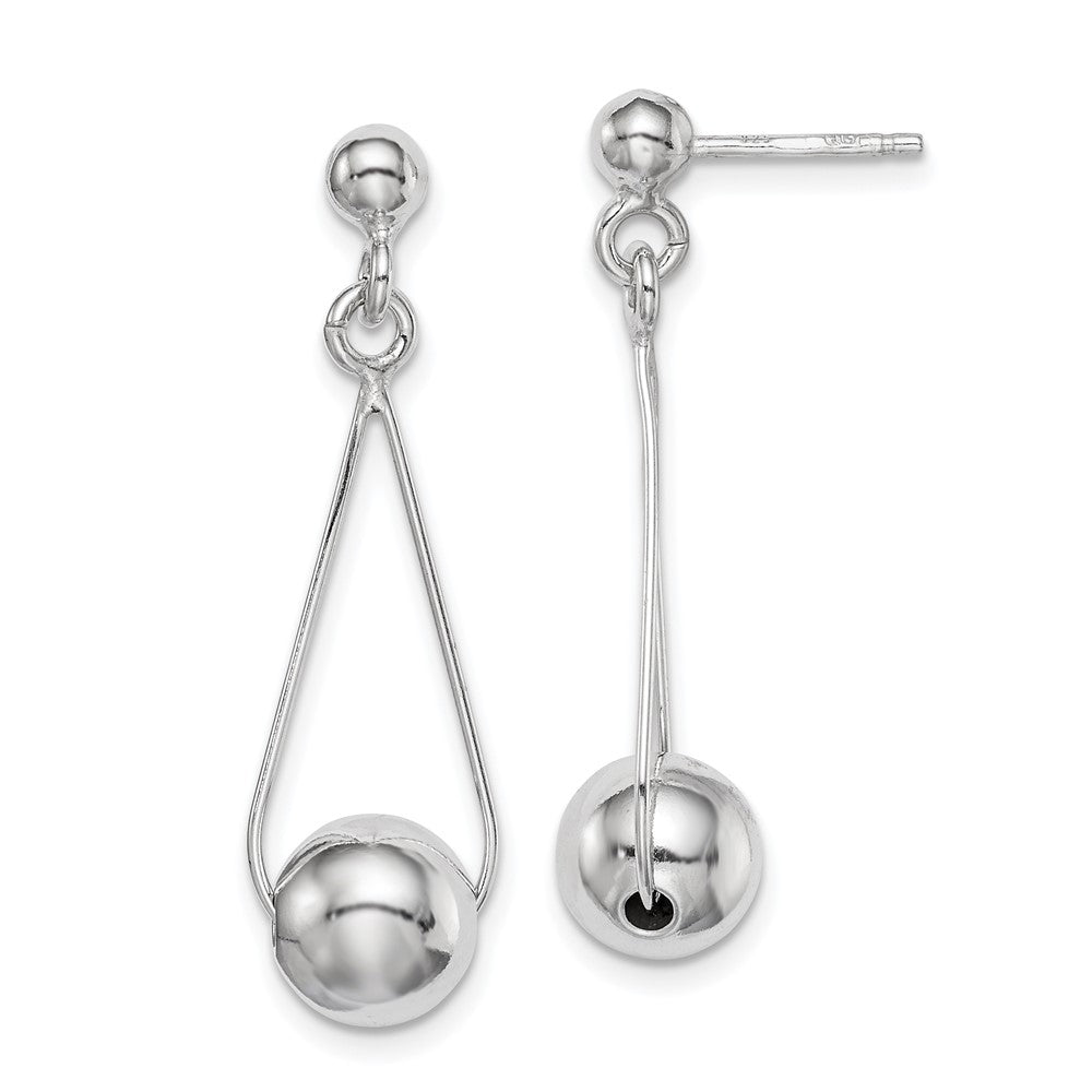 QE11368 Sterling Silver Rhodium-plated Post Dangle Earrings
