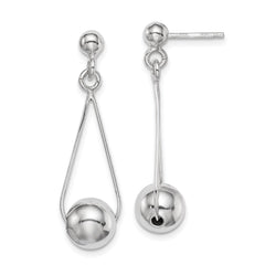 QE11368 Sterling Silver Rhodium-plated Post Dangle Earrings