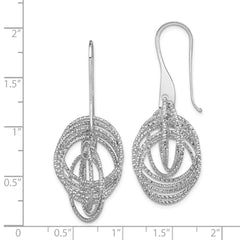 QE11440 Sterling Silver Rhodium-plated D/C Fancy Intertwined Circles Dangle Earring