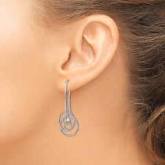 QE11441 Sterling Silver Rhodium-plated D/C Fancy Circles Dangle Earrings