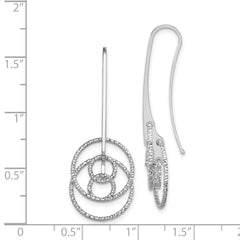 QE11441 Sterling Silver Rhodium-plated D/C Fancy Circles Dangle Earrings