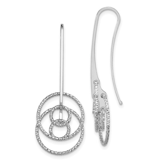 QE11441 Sterling Silver Rhodium-plated D/C Fancy Circles Dangle Earrings