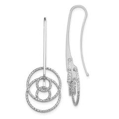 QE11441 Sterling Silver Rhodium-plated D/C Fancy Circles Dangle Earrings