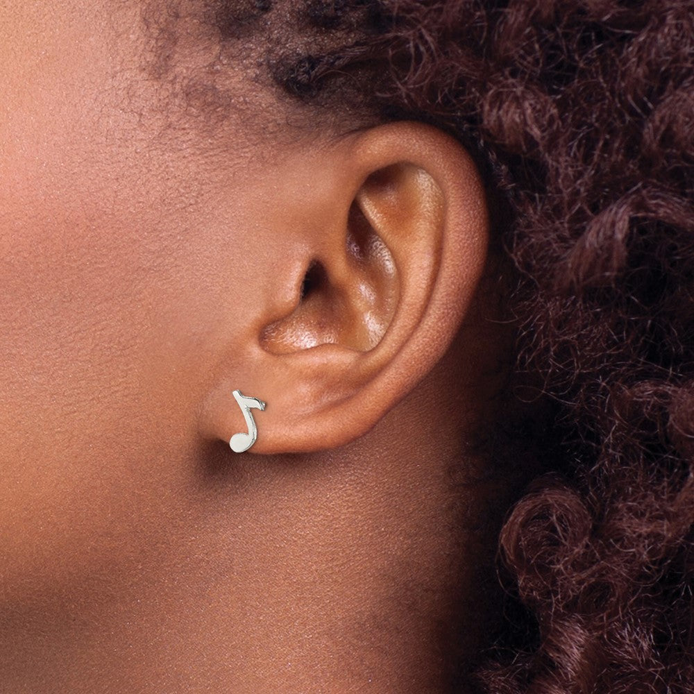 QE115 Sterling Silver Musical Note Mini Earrings