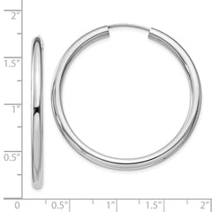 QE11529 Sterling Silver Rhodium-plated 3x40mm Endless Tube Hoop Earrings