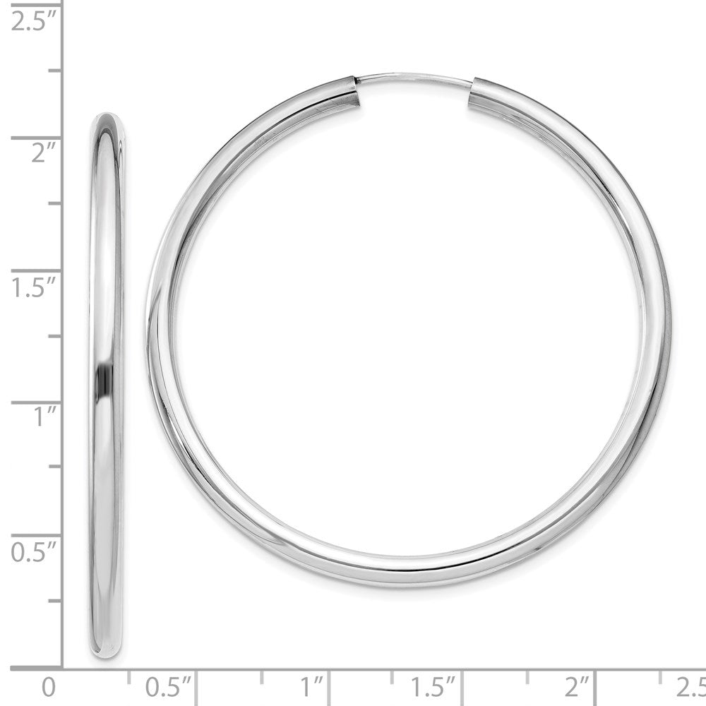 QE11530 Sterling Silver Rhodium-plated 3x50mm Endless Tube Hoop Earrings