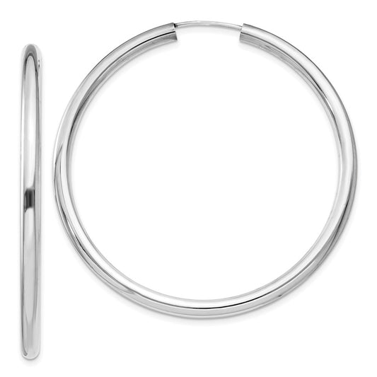 QE11530 Sterling Silver Rhodium-plated 3x50mm Endless Tube Hoop Earrings